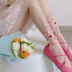 Floral Decor Curling Socks Women's Stockings