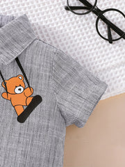 Bear Print Toddler Boys Shirt Short Sleeve Top
