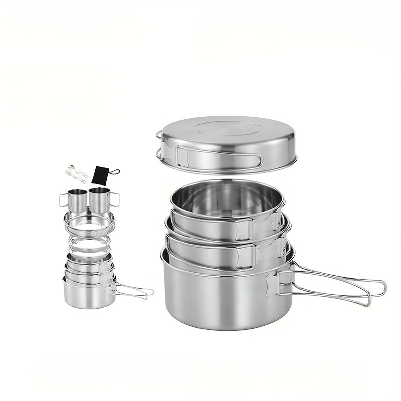 304 Stainless Steel Camping Cutlery Foldable Handle Bowel