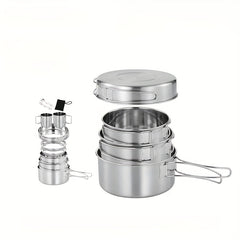 304 Stainless Steel Camping Cutlery Foldable Handle Bowel
