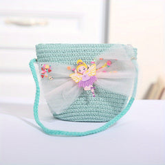 Handwoven Children's Fairy Bow Decor Crossbody Bag