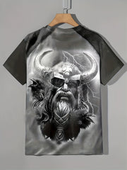 Men's Warrior Graphic T-Shirt Crew Neck Tee for Summer