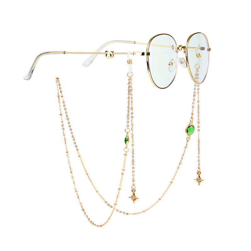 Colorful Rhinestone Glasses Chain with Pendant Mask Holder