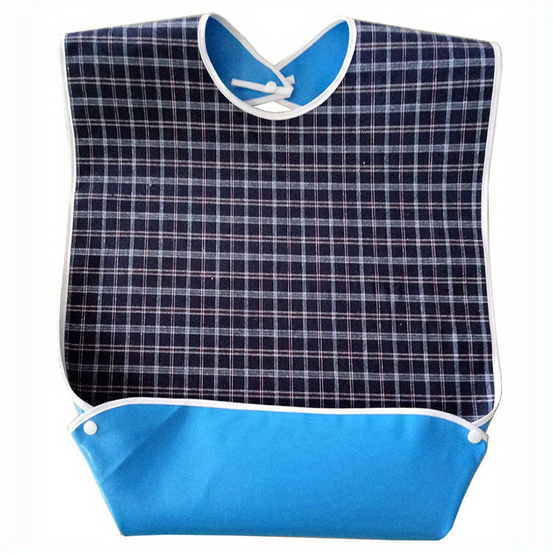 Adult Bib Waterproof Crumb Catcher Checkered Cloth
