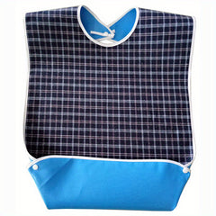 Adult Bib Waterproof Crumb Catcher Checkered Cloth