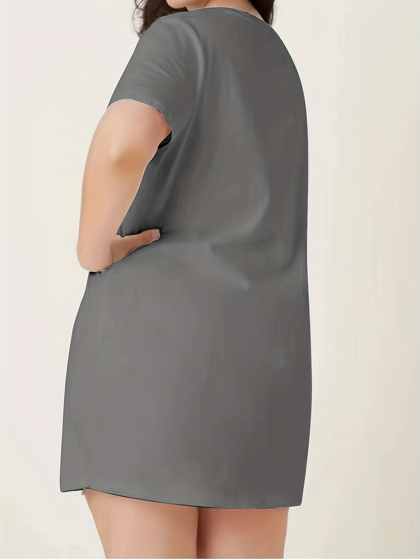 Figure Print Short Sleeve Sleep Dress