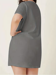 Figure Print Short Sleeve Sleep Dress