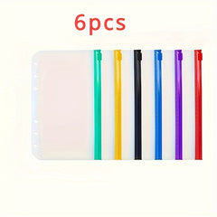 12pcs A6 A5 Coloured 6 Hole Zipper Cash Envelopes Waterproof PVC Loose Leaf Bags