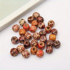 100pcs Dreadlock Flower Wood Round Beads DIY Bracelet Necklace Supplies