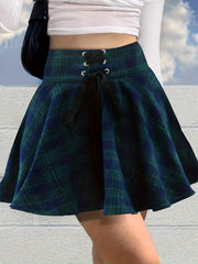 Y2K Summer Plaid Mini Skirt High Waist