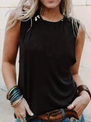 Sleeveless Crew Neck Tank Top for Women
