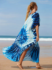 Boho Cover Up Dress Women's Plus Tie Dye V Neck Cover Up Dress