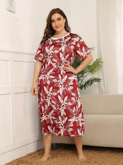 Floral Print Short Sleeve Sleep Dress