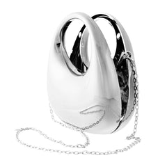 Metallic Evening Clutch Purse for Women Silver High Acrylic Handbag