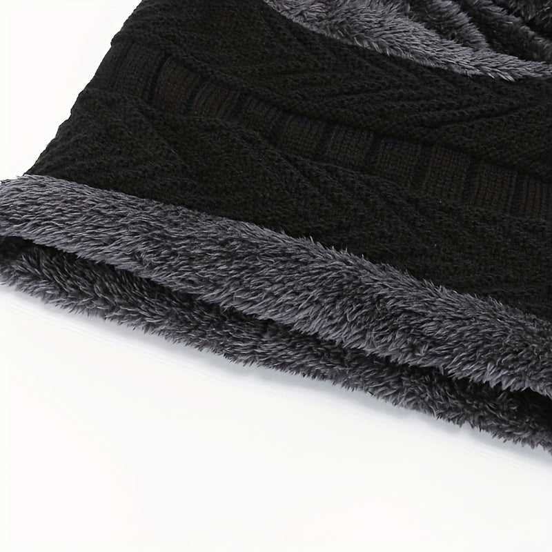 Men's Winter Plus Velvet Knitted Hat Neck Protection Windproof Woolen Warm Hat