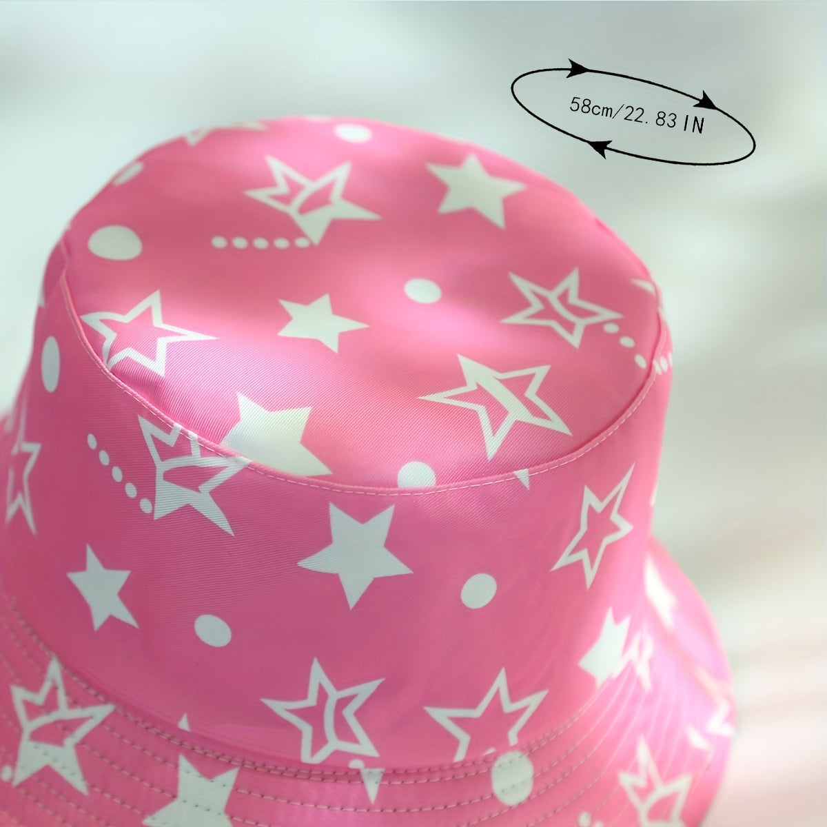 Pentagram Print Reversible Bucket Hat Solid Cartoon Basin Hat Lightweight Sunscr