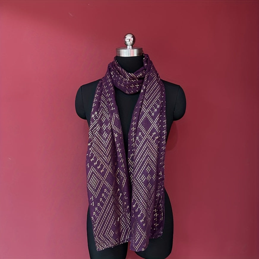 Hot Stamping Purple Cotton Scarf Women Hijab Turban