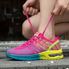 Colorful Knitted Chunky Sneakers for Women Breathable Mesh Lace Up Running Shoes