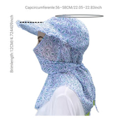 Colorful Flower Lace Sun Hat with Neck Protector Cycling Chiffon Visor Hats