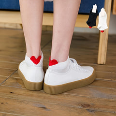 4 Pairs Heart Print Short Socks Lightweight Low Cut Ankle Stockings