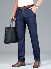 Men's Business Casual Stretch Denim Pants with Pockets