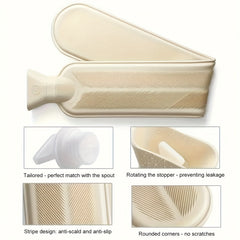 Long Rubber Hot Water Bottle 33.81oz with Lid - Winter Neck Warmer & Hand Warmer