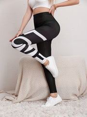 Colorful Letter Print Yoga Leggings High Waist Activewear