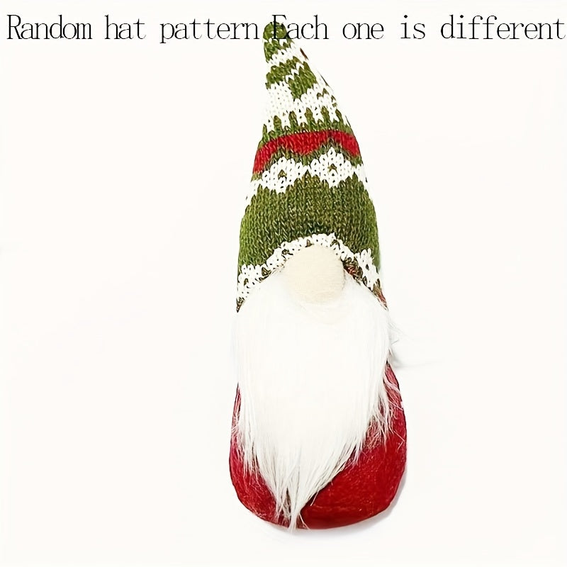 Christmas Gnome Ornament Knit Hat Mini Santa Long Beard Holiday Home Decor