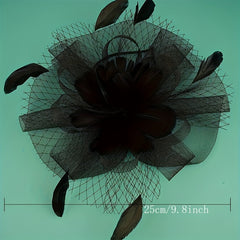 Mesh Flower Feather Head Hoop for Tea Party Horse Race