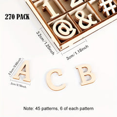 270 Pieces Wooden Alphabet Letters and Numbers with Symbols in Storage Tray