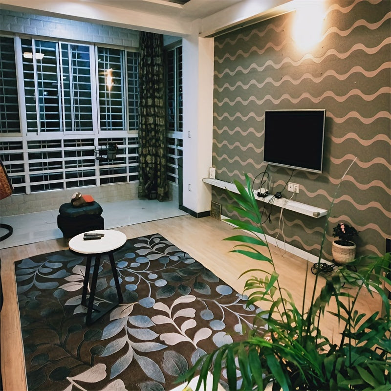 Modern Leaf Print Area Rugs Soft Carpet Easy Maintenance Washable