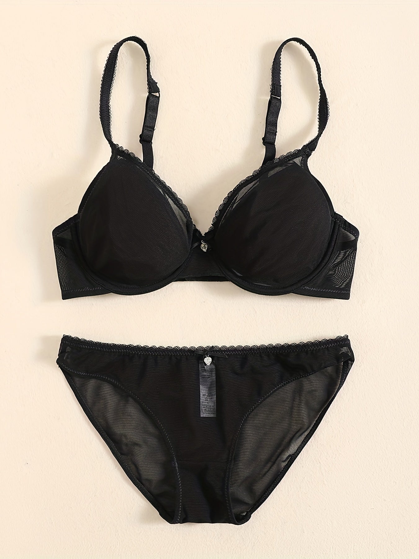 Push Up Lace Mesh Bra & Panties Lingerie Set