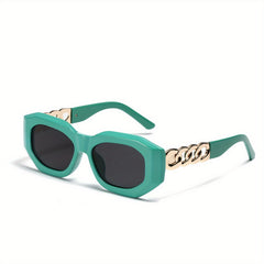 Large Geometric Sunglasses For Women Men Chain Charm Glasses UV400