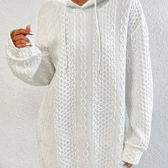 Textured Hooded Sweatshirt Dress Women's Clothing