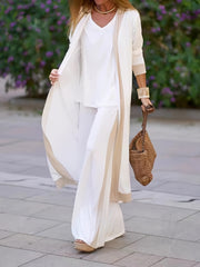 Women's Casual Striped Top & Wide Leg Pants Set
