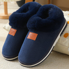 Winter Men's Striped Plush Warm Indoor Slides Slippers