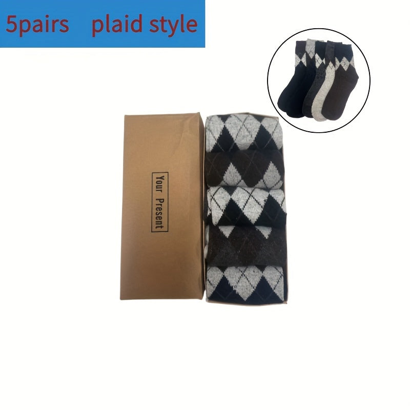 5 Pairs Men's Winter Warm Business Crew Socks