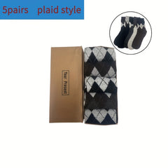 5 Pairs Men's Winter Warm Business Crew Socks
