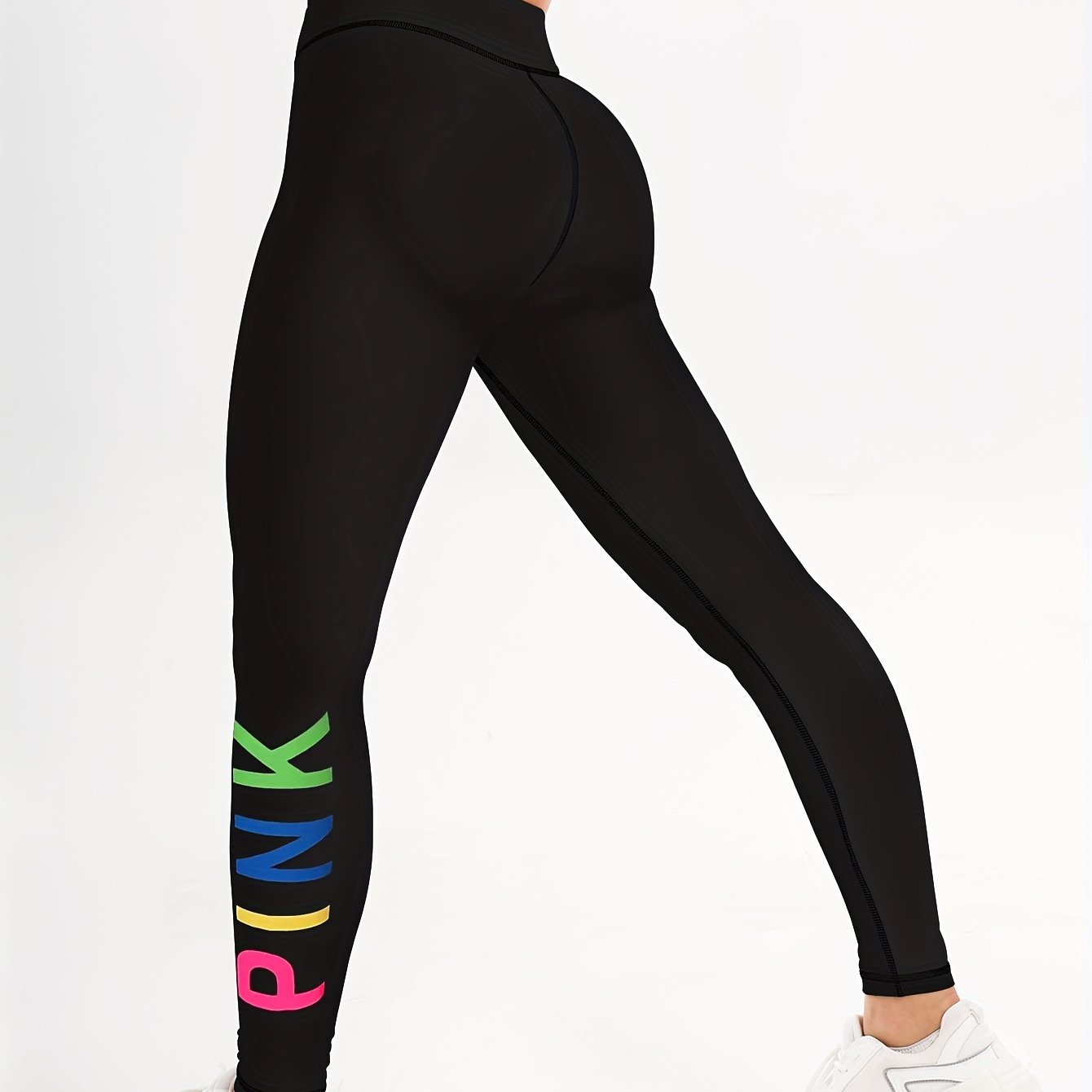 Letter Print Yoga Pants High Stretch Leggings