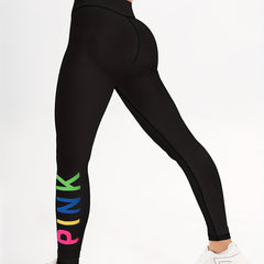 Letter Print Yoga Pants High Stretch Leggings