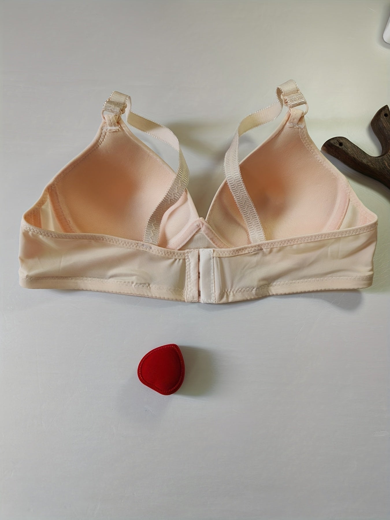 Contrast Lace Push Up Bra with Rhinestone Decor