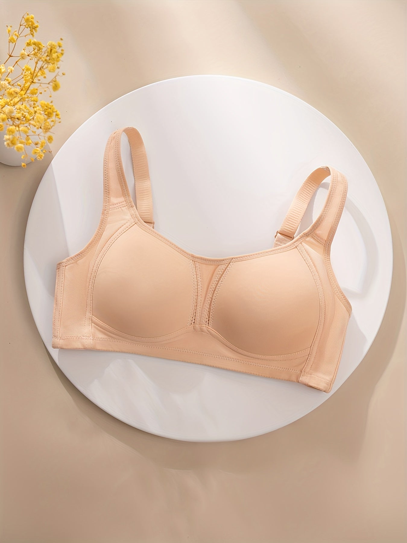 Mesh Stitching Wireless Bras Comfy & Breathable Intimates Bra