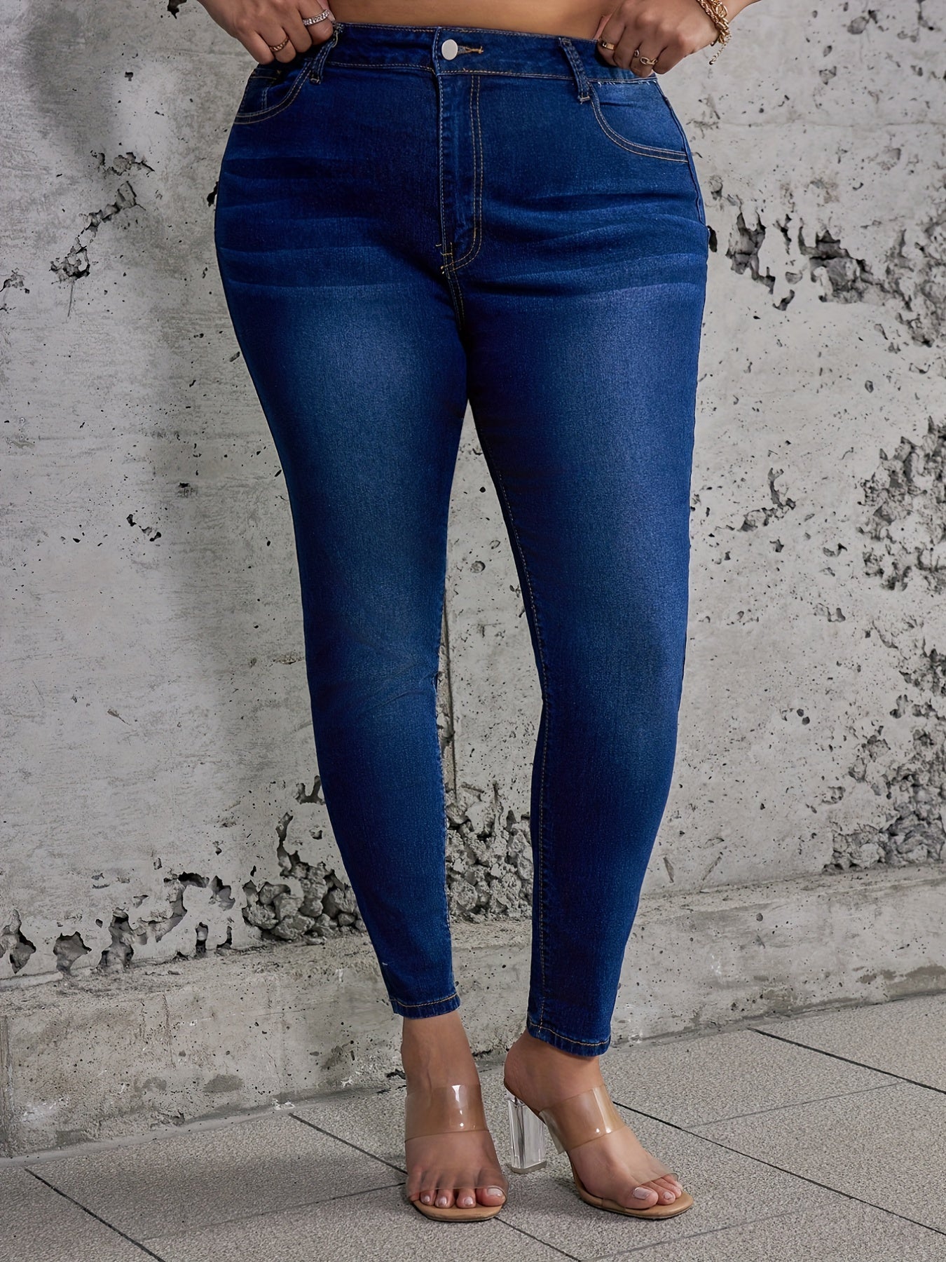 High Rise Skinny Jeans with Button Fly