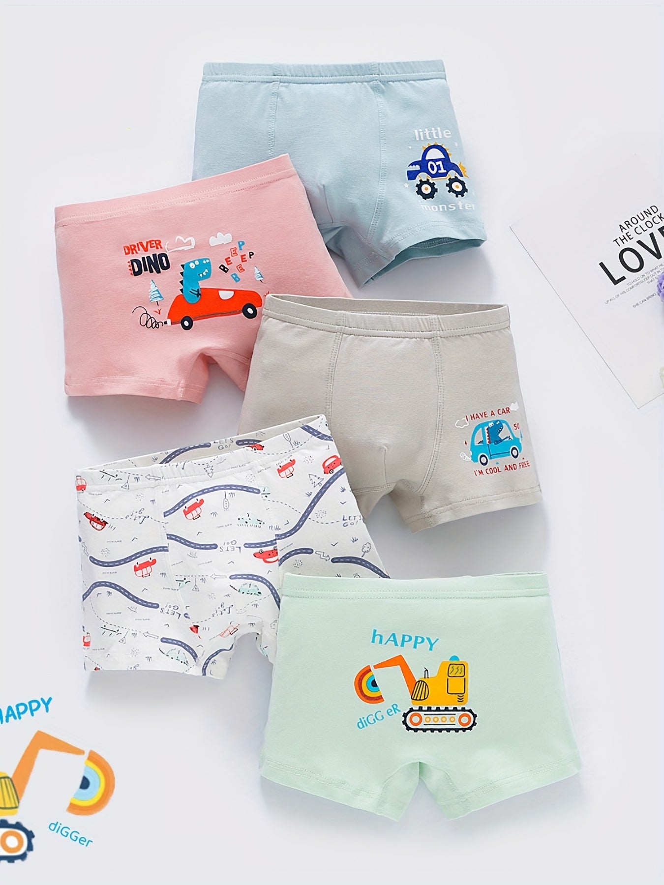 5pcs Boy's Casual Cartoon Print Boxer Shorts Underwear