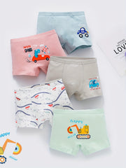 5pcs Boy's Casual Cartoon Print Boxer Shorts Underwear