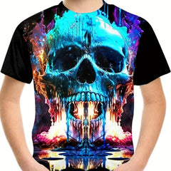 Kids Skull Halloween Graphic Tee Casual T-shirt Street Wear