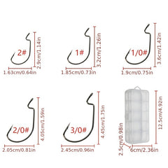 50pcs High Carbon Steel Worm Hooks with Tackle Box for Saltwater Fishing