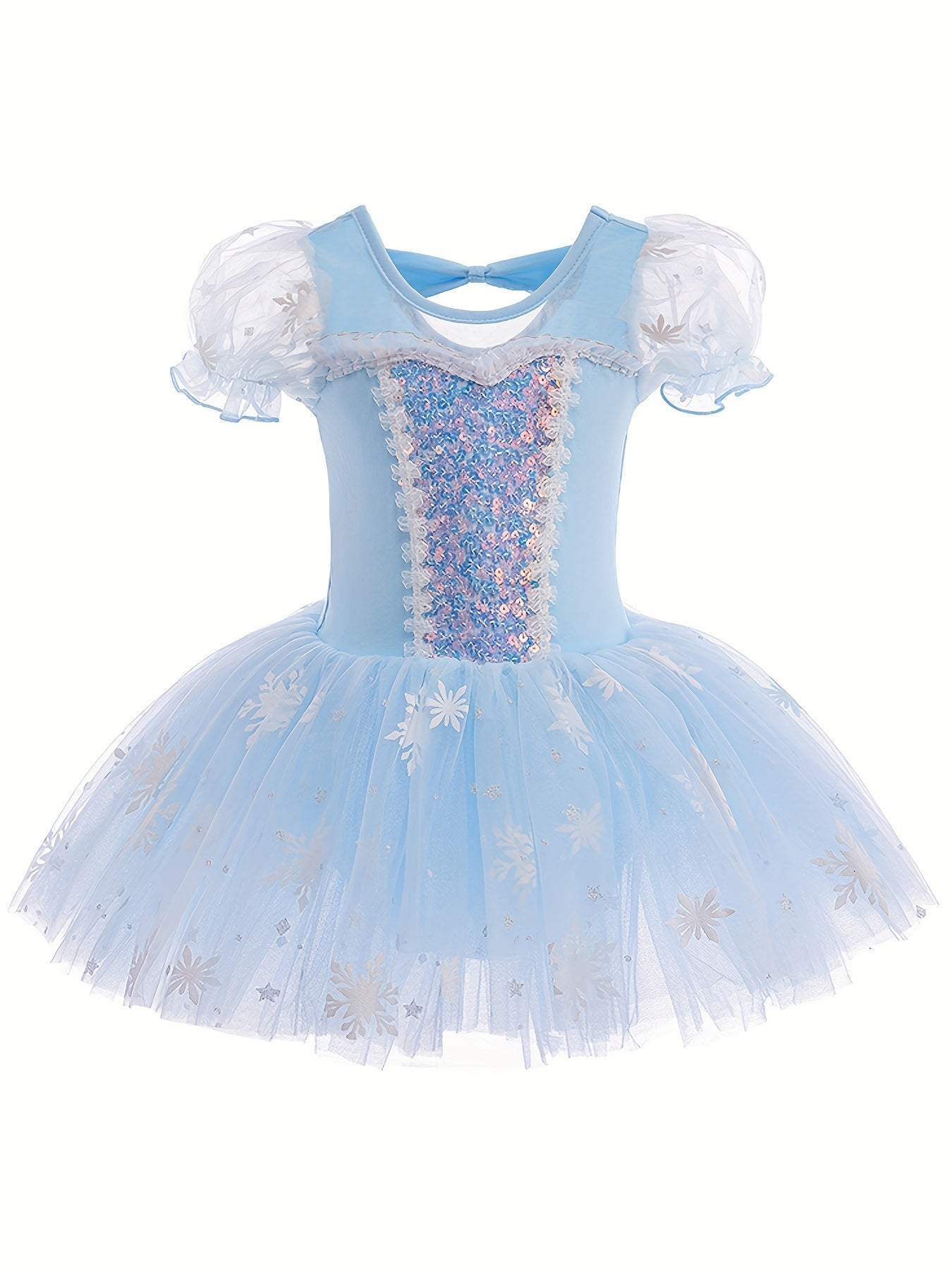 Cotton Sequin Puff Short Sleeve Embroidery Tutu Dress