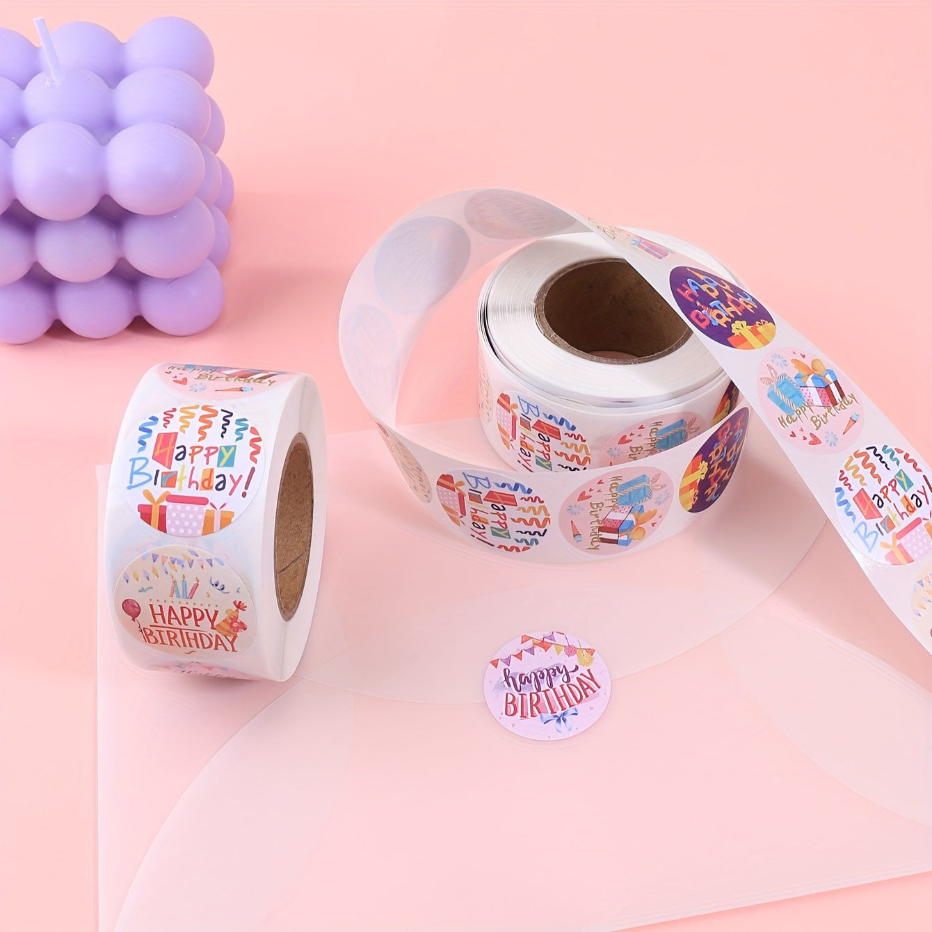 500pcs Roll Happy Birthday Sticker Label Office Decoration Sealing Sticker