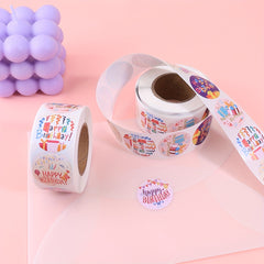 500pcs Roll Happy Birthday Sticker Label Office Decoration Sealing Sticker